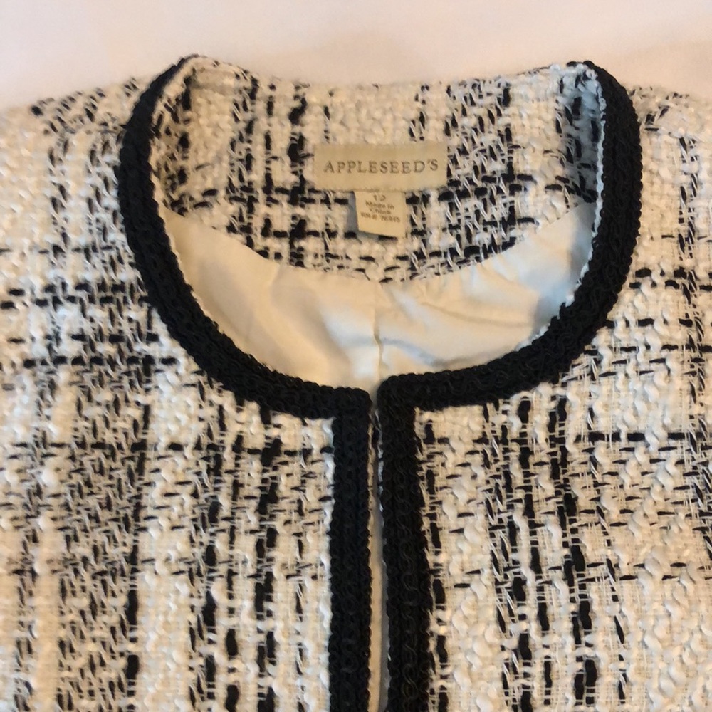 Appleseed’s Contrast Binding Open Front Tweed Jac… - image 4